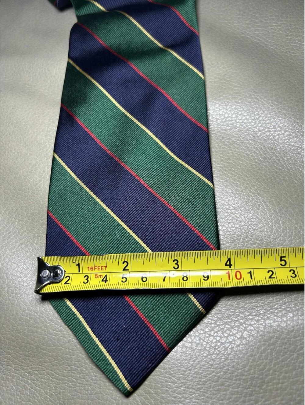 Brooks Brothers 346 Men’s 100% Silk Tie Blue Green Yellow Red Stripes BB4 Flaw - Picture 4 of 4